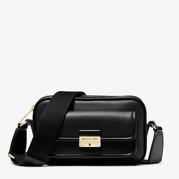 Michael Kors Bradshaw Black Leather Crossbody Bag - Picture 1 of 6